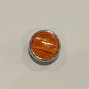 Kameleon Jewel Pop Tangerine Stripes Murano Glass Sterling